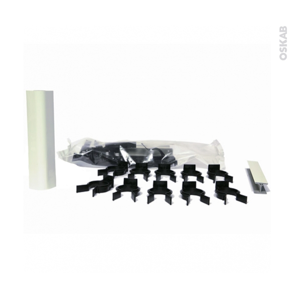 Sachet fixation - avec clips et raccords - pour plinthe de cuisine PVC - Blanc brillant - SOKLEO