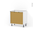 #Meuble de cuisine Sous évier <br />IPOMA Blanc brillant, 2 portes lessiviel poubelle ronde, L80 x H70 x P58 cm 
