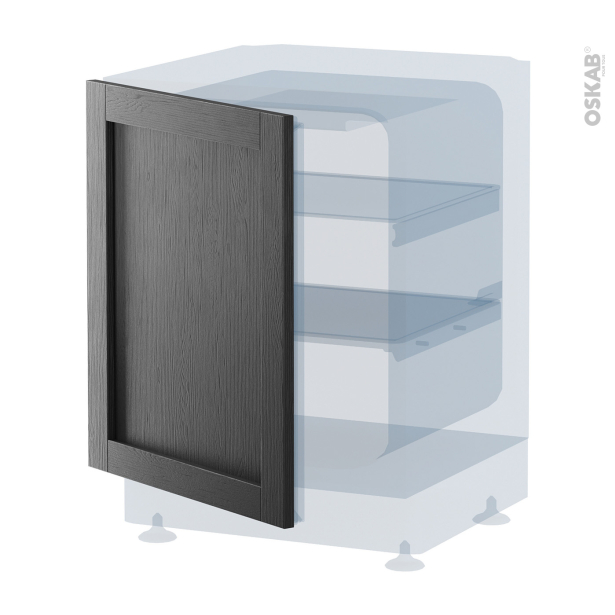 Porte frigo sous plan Intégrable N°21 <br />AVARA Frêne Noir, L60 x H70 cm 
