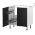 #Meuble de cuisine - Sous évier - AVARA Frêne Noir - 2 portes lessiviel - L80 x H70 x P58 cm