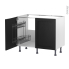 #Meuble de cuisine Sous évier <br />AVARA Frêne Noir, 2 portes lessiviel, L100 x H70 x P58 cm 