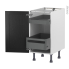 #Meuble de cuisine - Bas - AVARA Frêne Noir - 2 tiroirs à l'anglaise - L40 x H70 x P58 cm