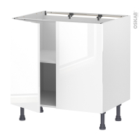 Meuble de cuisine - Bas - BORA Blanc - 2 portes - L80 x H70 x P58 cm