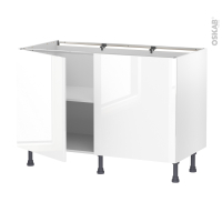 Meuble de cuisine - Bas - BORA Blanc - 2 portes - L120 x H70 x P58 cm
