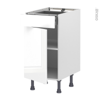 Meuble de cuisine - Bas - BORA Blanc - 1 porte 1 tiroir  - L40 x H70 x P58 cm