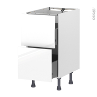 Meuble de cuisine - Casserolier - BORA Blanc - 2 tiroirs - L40 x H70 x P58 cm
