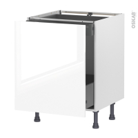 Meuble de cuisine - Bas coulissant - BORA Blanc - 1 porte 1 tiroir à l'anglaise - L60 x H70 x P58 cm