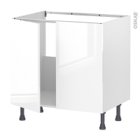 Meuble de cuisine - Sous évier - BORA Blanc - 2 portes - L80 x H70 x P58 cm