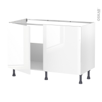 Meuble de cuisine - Sous évier - BORA Blanc - 2 portes - L120 x H70 x P58 cm