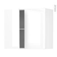 Meuble de cuisine - Haut ouvrant - BORA Blanc - 2 portes - L80 x H70 x P37 cm