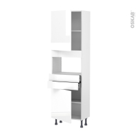 Colonne de cuisine N°2156 - MO encastrable niche 36/38 - BORA Blanc - 2 portes 2 tiroirs - L60 x H195 x P37 cm