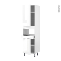 Colonne de cuisine N°2421 - MO encastrable niche 36/38 - BORA Blanc - 2 portes 1 tiroir - L60 x H217 x P58 cm