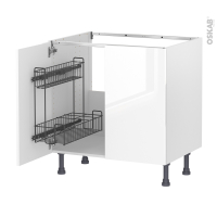 Meuble de cuisine - Sous évier - BORA Blanc - 2 portes lessiviel - L80 x H70 x P58 cm