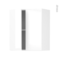 Meuble de cuisine - Haut ouvrant - BORA Blanc - 2 portes - L60 x H70 x P37 cm