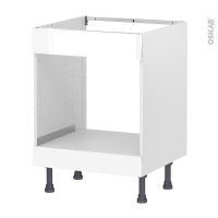 Meuble de cuisine - Bas MO encastrable niche 45 - Faux tiroir haut - BORA Blanc - L60 x H70 x P58 cm