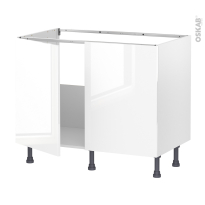 Meuble de cuisine - Sous évier - BORA Blanc - 2 portes - L100 x H70 x P58 cm