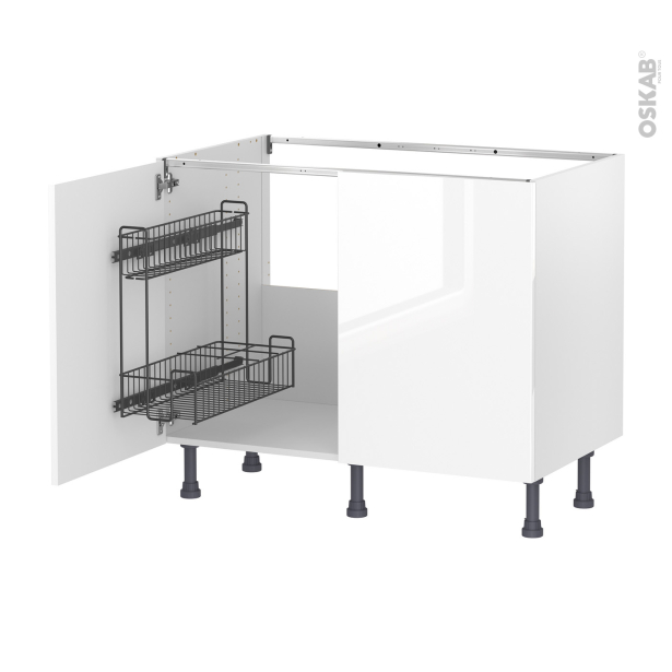 Meuble de cuisine Sous évier <br />BORA Blanc, 2 portes lessiviel, L100 x H70 x P58 cm 