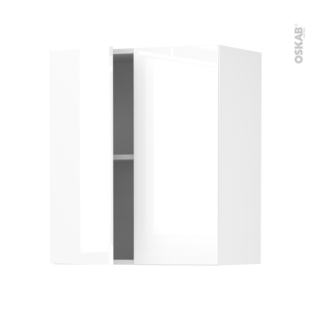 Meuble de cuisine Haut ouvrant <br />BORA Blanc, 2 portes, L60 x H70 x P37 cm 