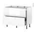 #Meuble de cuisine Casserolier <br />BORA Blanc, 2 tiroirs, L100 x H70 x P58 cm 