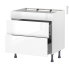 #Meuble de cuisine Casserolier <br />Faux tiroir haut, BORA Blanc, 2 tiroirs, L80 x H70 x P58 cm 