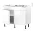 #Meuble de cuisine Bas <br />Faux tiroir haut, BORA Blanc, 2 portes, L100 x H70 x P58 cm 