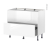 #Meuble de cuisine Casserolier <br />Faux tiroir haut, BORA Blanc, 1 tiroir, L100 x H70 x P58 cm 