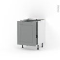 Meuble de cuisine - Bas coulissant - FILIPEN Gris - 1 porte 1 tiroir à l'anglaise - L60 x H70 x P58 cm