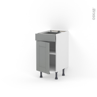Meuble de cuisine - Bas - FILIPEN Gris - 1 porte 1 tiroir  - L40 x H70 x P58 cm