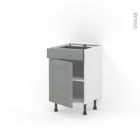 Meuble de cuisine - Bas - FILIPEN Gris - 1 porte 1 tiroir  - L50 x H70 x P58 cm