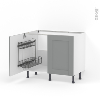 Meuble de cuisine - Sous évier - FILIPEN Gris - 2 portes lessiviel - L100 x H70 x P58 cm