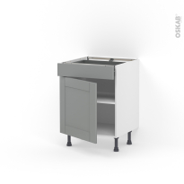 Meuble de cuisine - Bas - FILIPEN Gris - 1 porte 1 tiroir - L60 x H70 x P58 cm