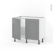 Meuble de cuisine - Sous évier - FILIPEN Gris - 2 portes - L100 x H70 x P58 cm