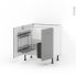 #Meuble de cuisine - Sous évier - FILIPEN Gris - 2 portes lessiviel poubelle ronde - L80 x H70 x P58 cm