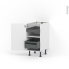 #Meuble de cuisine - Bas - FILIPEN Gris - 2 tiroirs à l'anglaise - L40 x H70 x P58 cm