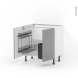 Meuble de cuisine - Sous évier - FILIPEN Gris - 2 portes lessiviel poubelle ronde - L80 x H70 x P58 cm
