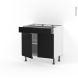 Meuble de cuisine - Bas - GINKO Noir - 2 portes 1 tiroir - L80 x H70 x P58 cm