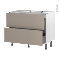 Meuble de cuisine - Casserolier - GINKO Taupe - 2 tiroirs - L100 x H70 x P58 cm