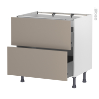 Meuble de cuisine - Casserolier - GINKO Taupe - 2 tiroirs - L80 x H70 x P58 cm