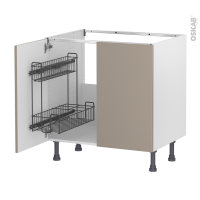 Meuble de cuisine - Sous évier - GINKO Taupe - 2 portes lessiviel - L80 x H70 x P58 cm