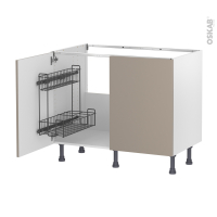 Meuble de cuisine - Sous évier - GINKO Taupe - 2 portes lessiviel - L100 x H70 x P58 cm