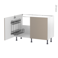 Meuble de cuisine - Sous évier - GINKO Taupe - 2 portes lessiviel - L120 x H70 x P58 cm