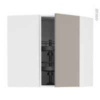 Meuble de cuisine - Angle haut - GINKO Taupe - Tourniquet 1 porte N°19 L40 cm - L65 x H70 x P37 cm