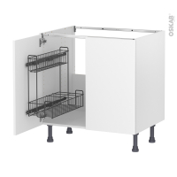 Meuble de cuisine - Sous évier - HELIA Blanc - 2 portes lessiviel - L80 x H70 x P58 cm