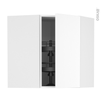 Meuble de cuisine - Angle haut - HELIA Blanc - Tourniquet 1 porte N°19 L40 cm - L65 x H70 x P37 cm