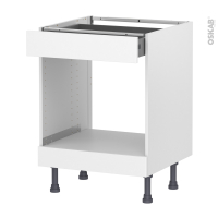 Meuble de cuisine - Bas MO encastrable niche 45 - HELIA Blanc - 1 tiroir haut - L60 x H70 x P58 cm