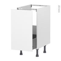 Meuble de cuisine - Sous évier - HELIA Blanc - 1 porte coulissante - L40 x H70 x P58 cm