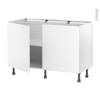 Meuble de cuisine - Bas - HELIA Blanc - 2 portes - L120 x H70 x P58 cm