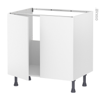 Meuble de cuisine - Sous évier - HELIA Blanc - 2 portes - L80 x H70 x P58 cm