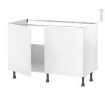 Meuble de cuisine - Sous évier - HELIA Blanc - 2 portes - L120 x H70 x P58 cm