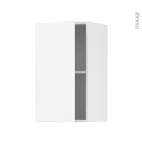 Meuble de cuisine - Haut ouvrant - HELIA Blanc - 1 porte - L40 x H70 x P37 cm